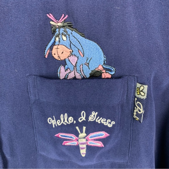 Vintage Disney Eeyore Button Up Shirt Long Sleeve Blue Women’s Extra Large - Picture 4 of 4